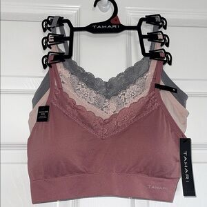 Tahari Blush and Charcoal Lace Bras